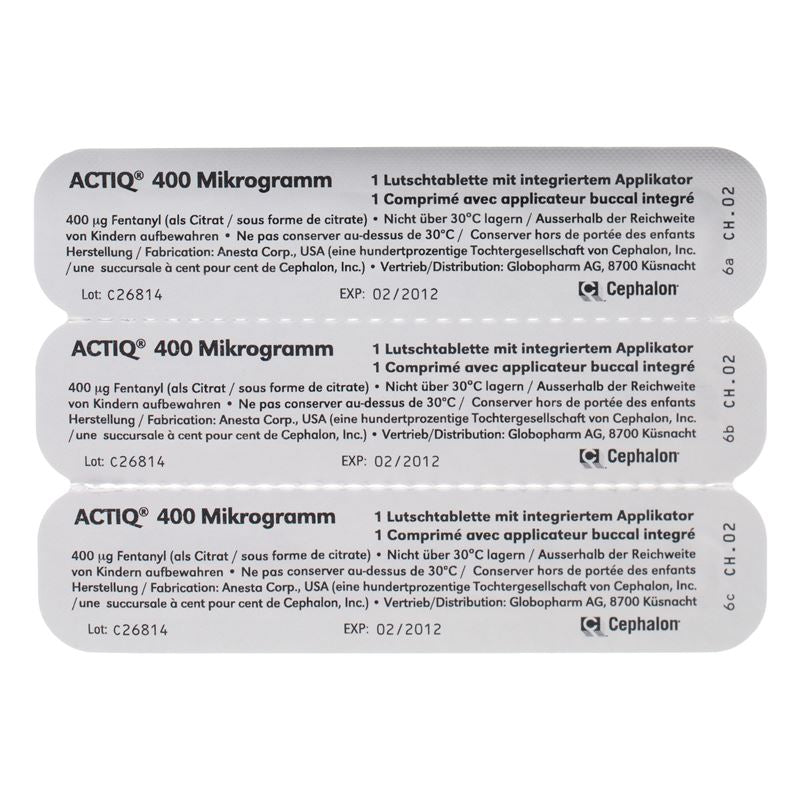 ACTIQ Buccaltabl 400 mcg mit Applikator 30 Stk - CONTENTBACK