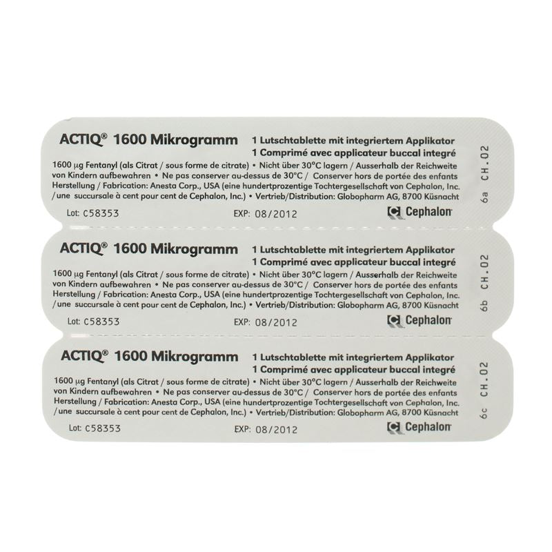 ACTIQ Buccaltabl 1600 mcg mit Applikator 30 Stk - CONTENTBACK