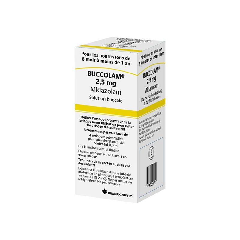 BUCCOLAM Lös 2.5 mg/0.5ml buccal Fertspr 4 Stk