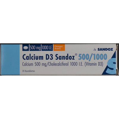 CALCIUM D3 Sandoz Kautabl 500/1000 20 Stk - PICFRONT