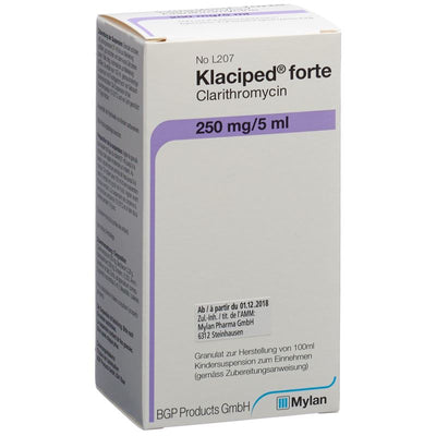 KLACIPED Forte Gran 250 mg/5ml f Susp Fl 100 ml