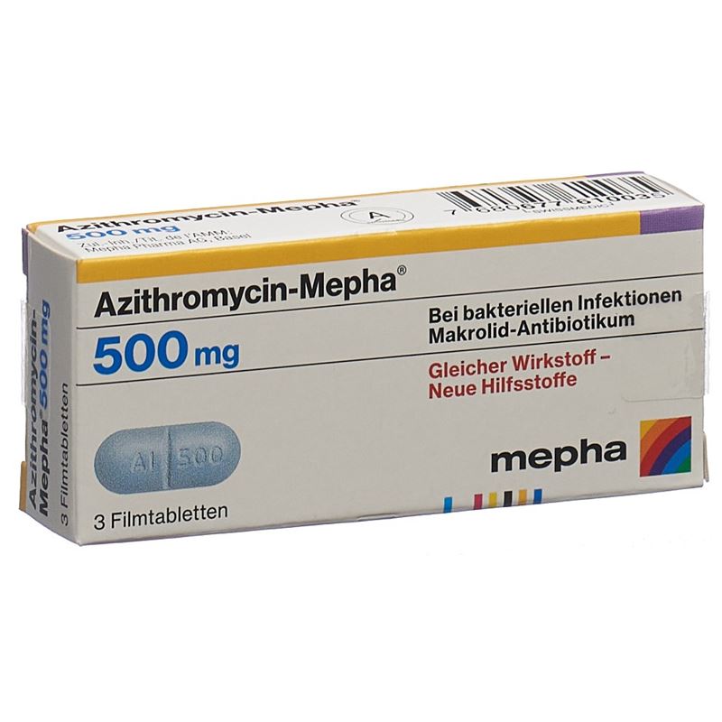 AZITHROMYCIN Mepha Filmtabl 500 mg 3 Stk